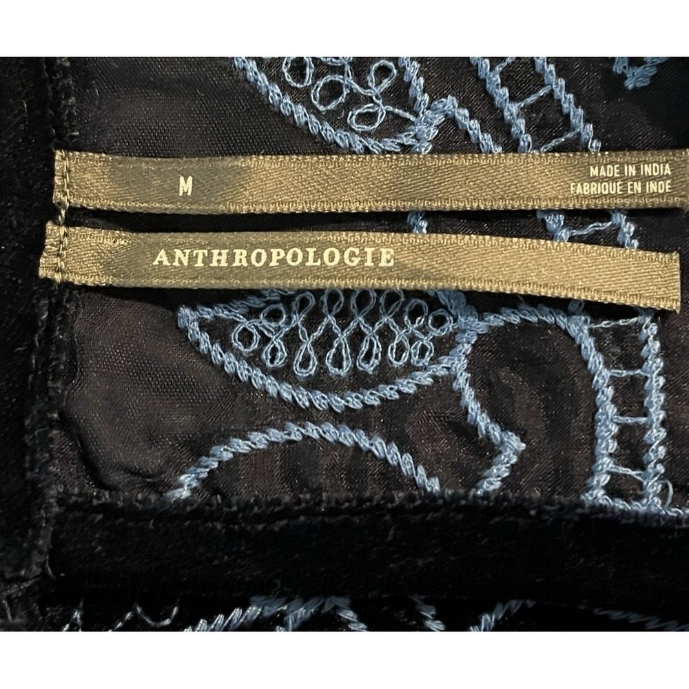 Anthropologie Lainie Sleeveless Velvet Lace Cutwork Blouse Blue Medium - Picture 10 of 11